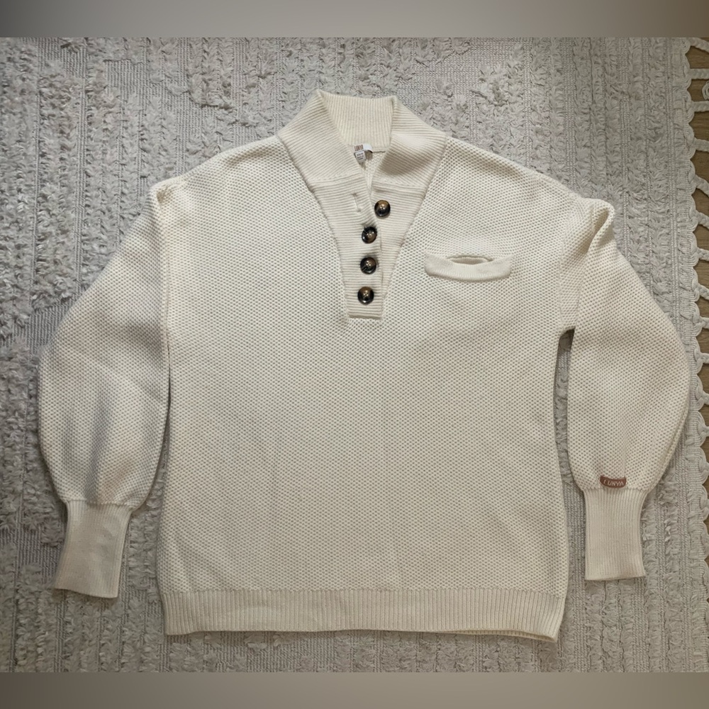 Lunya Women’s Pocket Henley Cream Sweater (XS/S)